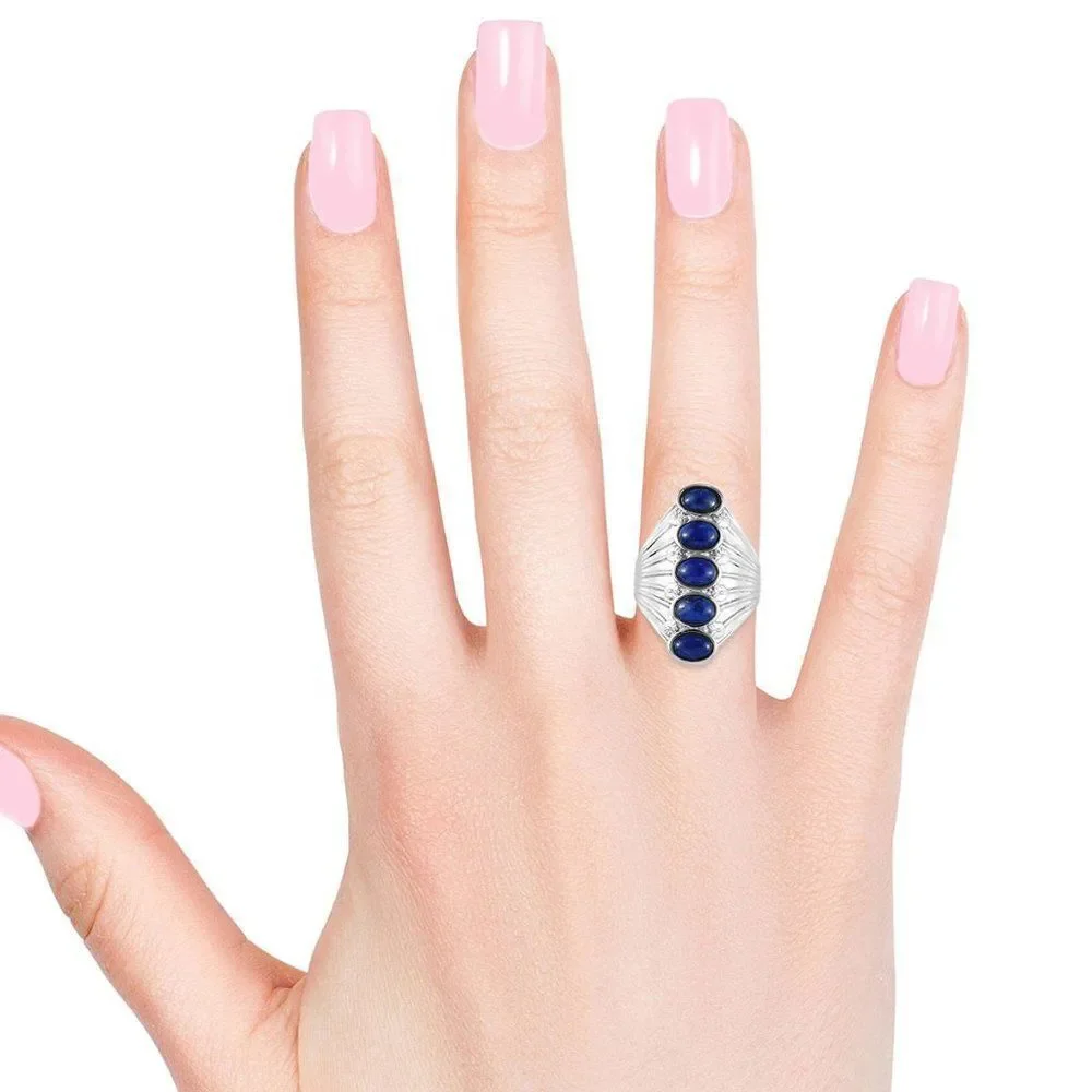 Lapis Lazuli Ring in Stainless Steel Size 5
